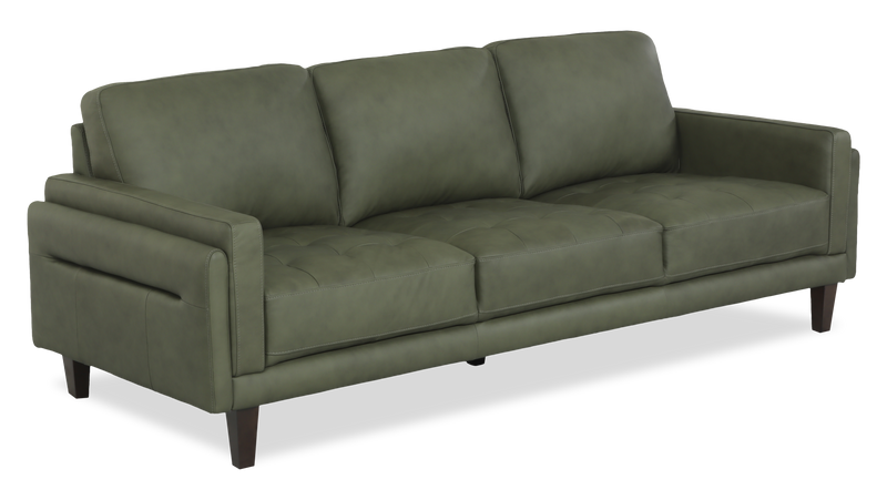 Chateau d’Ax Venice 91\" Traditional Genuine Leather Sofa – Green