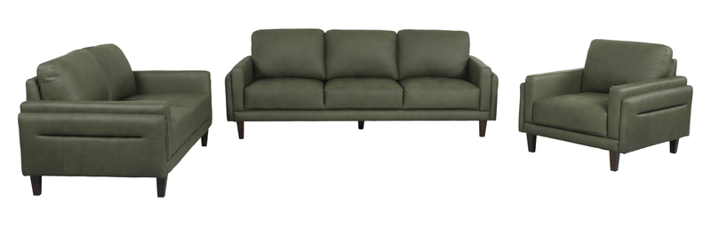 Chateau d’Ax Venice 39\" Traditional Genuine Leather Accent Chair – Green 