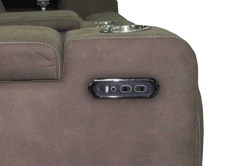 Venture 70.08” Faux Suede Power Reclining Loveseat with Power Headrests, Cupholders, and USB Port - Chocolate