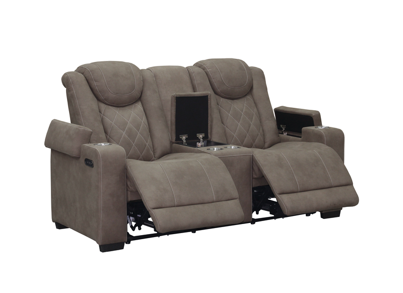 Venture 70.08” Faux Suede Power Reclining Loveseat with Power Headrests, Cupholders, and USB Port - Chocolate