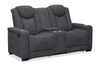 Venture 70.08” Faux Suede Reclining Loveseat with Storage and Cupholders - Grey