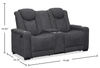 Venture 70.08” Faux Suede Reclining Loveseat with Storage and Cupholders - Grey | Causeuse inclinable Venture de 70,08 po en suédine avec rangement et porte-gobelets - grise