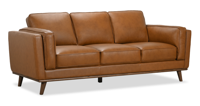 Viero 86.2\" Genuine Leather Sofa - Caramel  