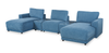 Voyage Modular 6-Piece Left-Facing Fabric Sectional with Console and Ottoman – Blue | Sofa sectionnel modulaire de gauche Voyage 6 pièces en tissu avec console et pouf - bleu