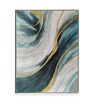 Lines of Calm Hand Painted Heavy Textured Wall Art – 36” x 48” | Œuvre d’art murale « Lines of Calm » peinte à la main à texture épaisse - 36 po x 48 po