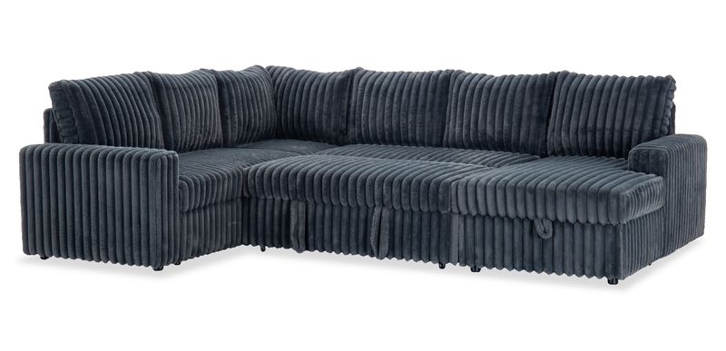 Winston 3-Piece Right-Facing Fabric Sleeper Sectional with Storage Chaise – Slate