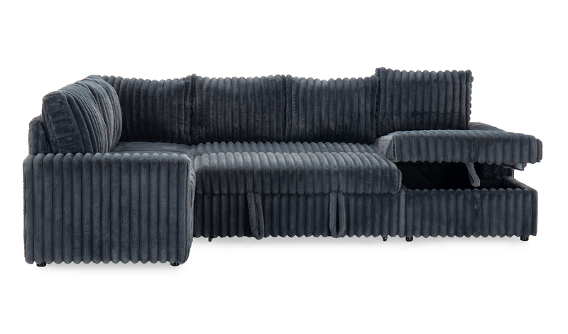 Winston 3-Piece Right-Facing Fabric Sleeper Sectional with Storage Chaise – Slate