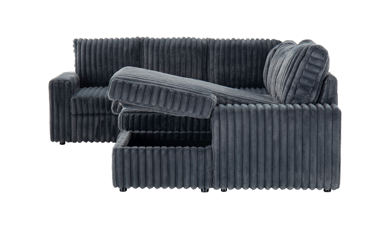 Winston 3-Piece Right-Facing Fabric Sleeper Sectional with Storage Chaise – Slate