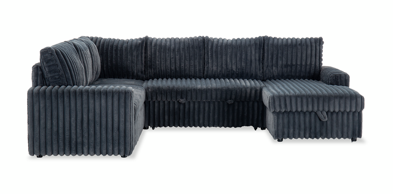 Winston 3-Piece Right-Facing Fabric Sleeper Sectional with Storage Chaise – Slate