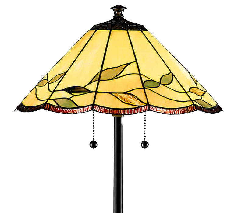 Wisteria 18\" Fallhouse Tiffany Floor Lamp with Amber Shade – Antique Bronze