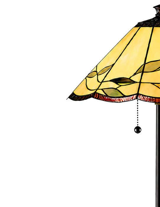 Wisteria 18\" Fallhouse Tiffany Floor Lamp with Amber Shade – Antique Bronze
