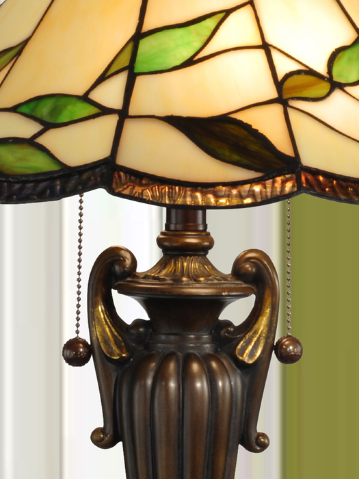 Wisteria 16\" Fallhouse Tiffany Table Lamp with Amber Shade – Antique Bronze 