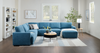 Voyage Modular 7-Piece Right-Facing Fabric Sectional with Console and Removable Back Cushions – Blue | Sofa sectionnel modulaire de droite Voyage 7 pièces en tissu avec console et coussins de dossier amovibles - bleu