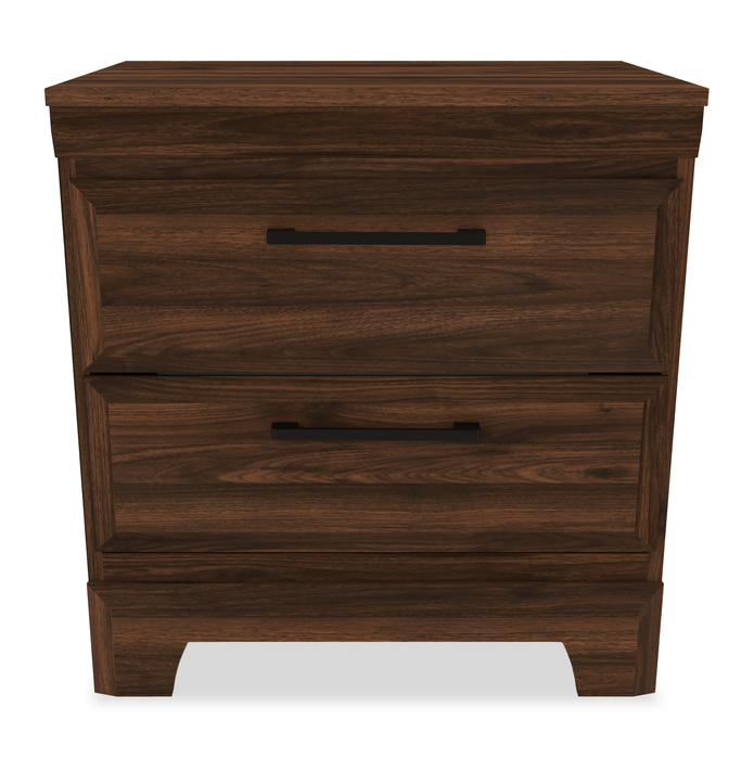 Yorkdale Bedside 2-Drawer Nightstand, 23.5\"W x 24.7\"H, Made in Canada – Walnut Brown