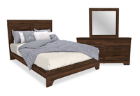 Yorkdale 5pc Bedroom Set with Panel Bed, Dresser & Mirror, Walnut Brown - Queen Size 