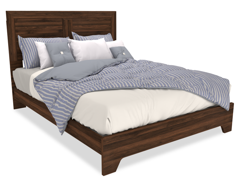 Yorkdale 6pc Bedroom Set with Panel Bed, Dresser, Mirror & Nightstand, Walnut Brown- Queen Size