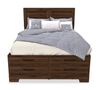 Yorkdale 5pc Bedroom Set with 12-Drawer Storage Bed, Dresser & Mirror, Walnut Brown- Full Size | Ensemble de chambre à coucher Yorkdale 5 pièces avec lit de rangement à 12 tiroirs, commode et miroir, brun noyer - format lit double