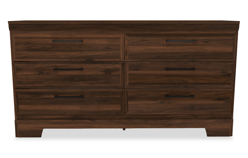 Yorkdale 5pc Bedroom Set with 6-Drawer Storage Bed, Dresser & Mirror, Walnut Brown - Queen Size