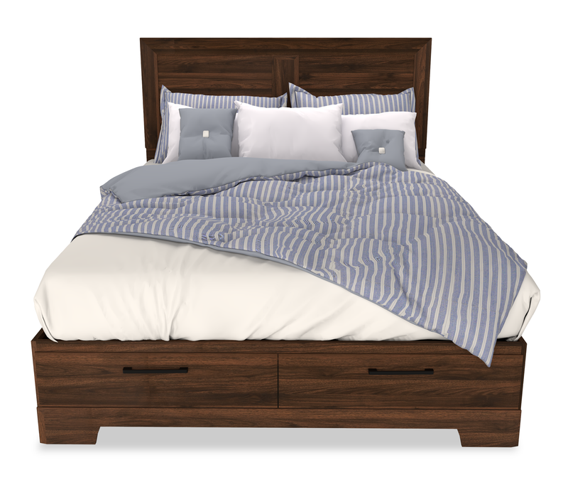 Yorkdale 5pc Bedroom Set with 6-Drawer Storage Bed, Dresser & Mirror, Walnut Brown - Queen Size