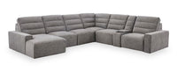 Shaquille O’Neal Home Prestige 7-Piece Left-Facing Sectional with Power Reclining and Power Sliding – Grey 