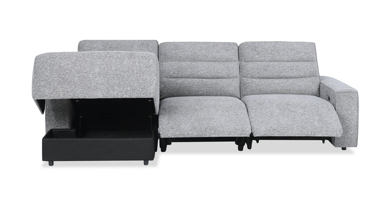 Shaquille O’Neal Home Prestige 3-Piece Left-Facing Sectional with Power Reclining – Grey 
