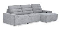Shaquille O’Neal Home Prestige 3-Piece Right-Facing Sectional with Power Reclining – Grey 
