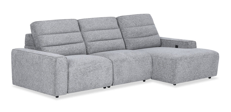 Shaquille O’Neal Home Prestige 3-Piece Right-Facing Sectional with Power Reclining – Grey