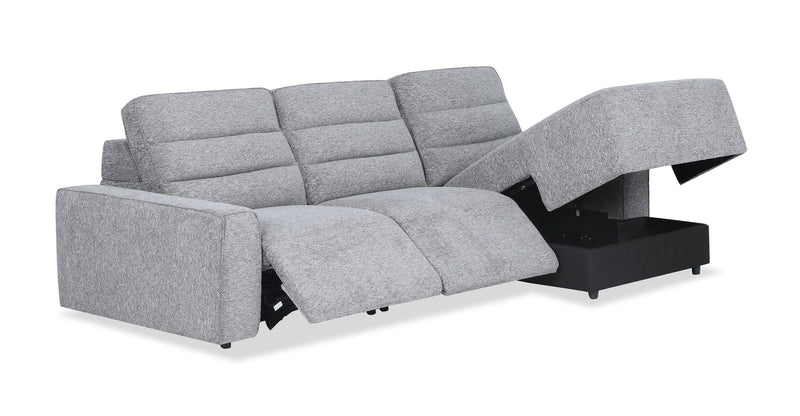 Shaquille O’Neal Home Prestige 3-Piece Right-Facing Sectional with Power Reclining – Grey