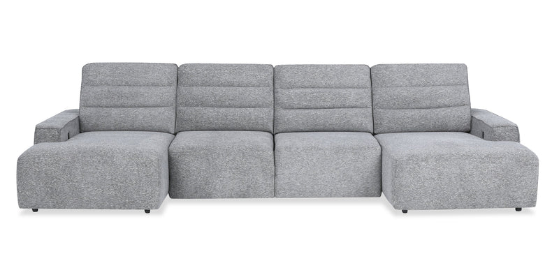 Shaquille O’Neal Home Prestige 4-Piece Sectional with Power Sliding and Storage Chaise – Grey