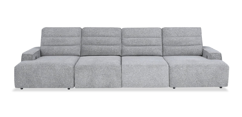 Shaquille O’Neal Home Prestige 4-Piece Sectional with Power Sliding and Storage Chaise – Grey