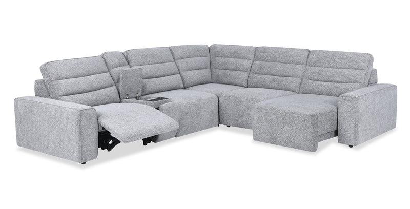 Shaquille O’Neal Home Prestige 6-Piece Sectional with Power Reclining – Grey
