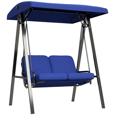 Outsunny 2 Seater Outdoor Swing Chair Porch Swing Bench With Canopy, Blue