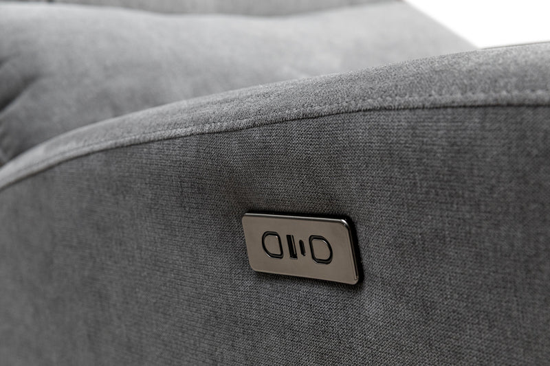Quest 36.5\" Chenille Fabric Power Reclining Chair - Grey
