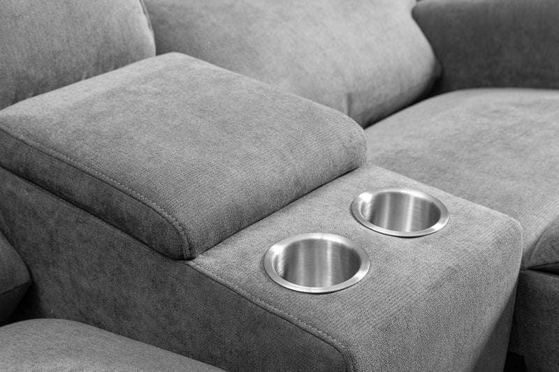 Quest 73\" Chenille Fabric Power Reclining Loveseat - Grey
