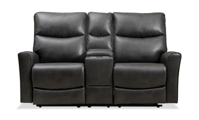 Quest 73" Leather-Look Fabric Power Reclining Loveseat - Grey | Causeuse à inclinaison électrique Quest de 73 po en cuir contrecollé - gris