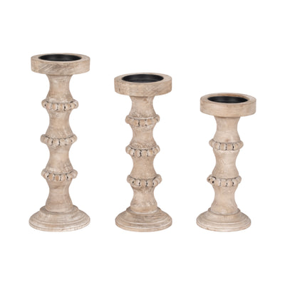 Wooden 11" Antique Candle Holder|Bougeoir antique de 11 po en bois