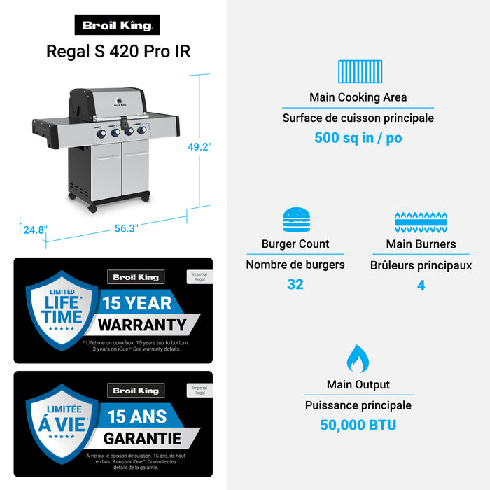 Broil King Regal S 420 Pro 4-Burner 50,000-BTU Propane Gas BBQ - 956314 Grill