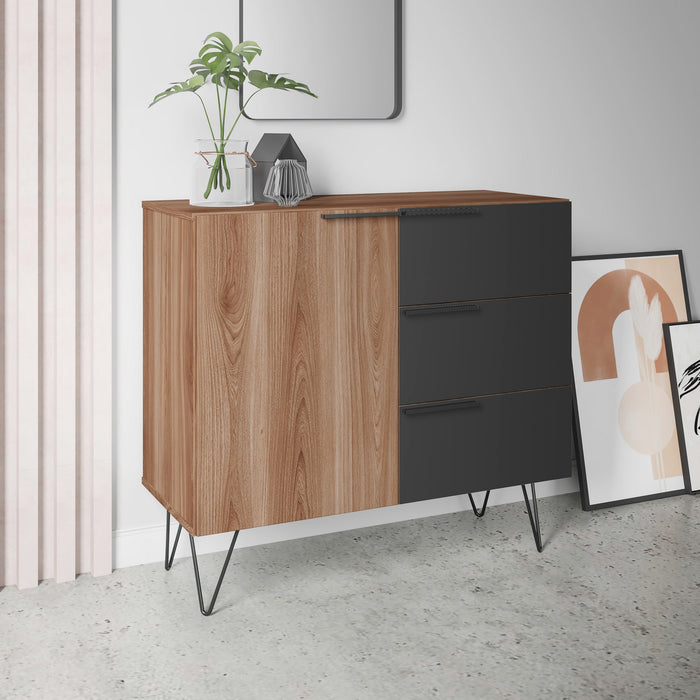 Manhattan Comfort Beekman 35.43” Sideboard with 2 Shelves - Brown & Black