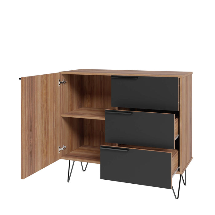 Manhattan Comfort Beekman 35.43” Sideboard with 2 Shelves - Brown & Black