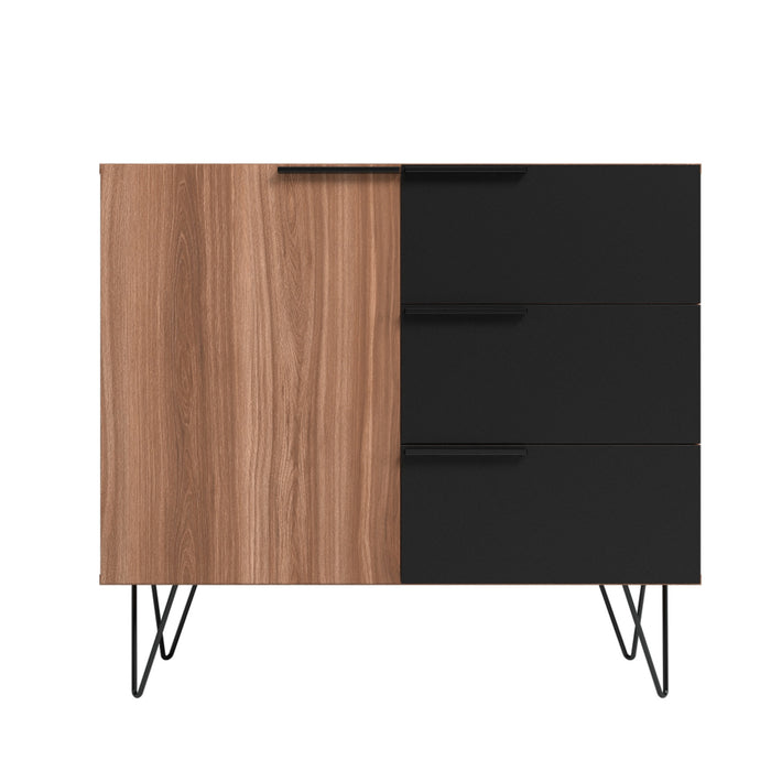 Manhattan Comfort Beekman 35.43” Sideboard with 2 Shelves - Brown & Black