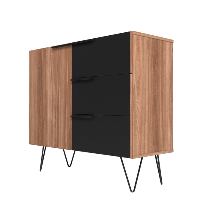 Manhattan Comfort Beekman 35.43” Sideboard with 2 Shelves - Brown & Black