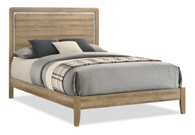 Sable Panel Bed with Headboard & Frame, Light Brown - Queen Size | Lit à panneaux Sable brun clair avec tête de lit et cadre de lit - format grand lit