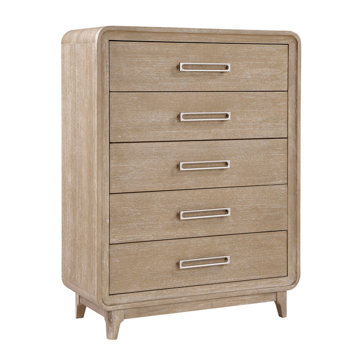 Sahsa Bedroom Chest of Drawers, 5-Drawer, 40\"W x 52\"H - Natural Oak Brown