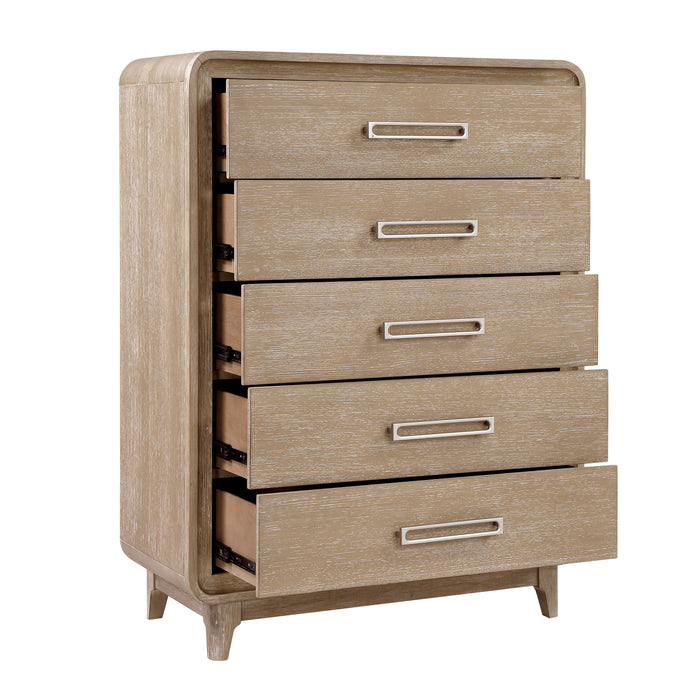 Sahsa Bedroom Chest of Drawers, 5-Drawer, 40\"W x 52\"H - Natural Oak Brown