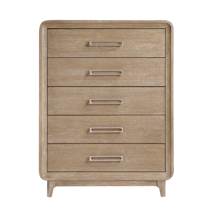 Sahsa Bedroom Chest of Drawers, 5-Drawer, 40\"W x 52\"H - Natural Oak Brown
