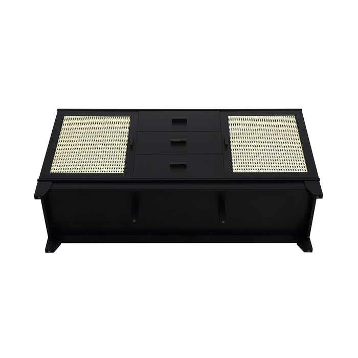 Manhattan Comfort Sheridan 59.05” Modern Cane Sideboard with Adjustable Shelves - Black