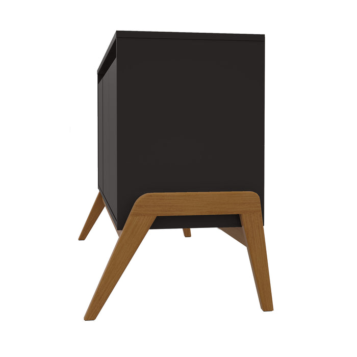 Manhattan Comfort Mid-Century Modern Gales 48.50” Sideboard with Solid Wood Legs - Matte Black