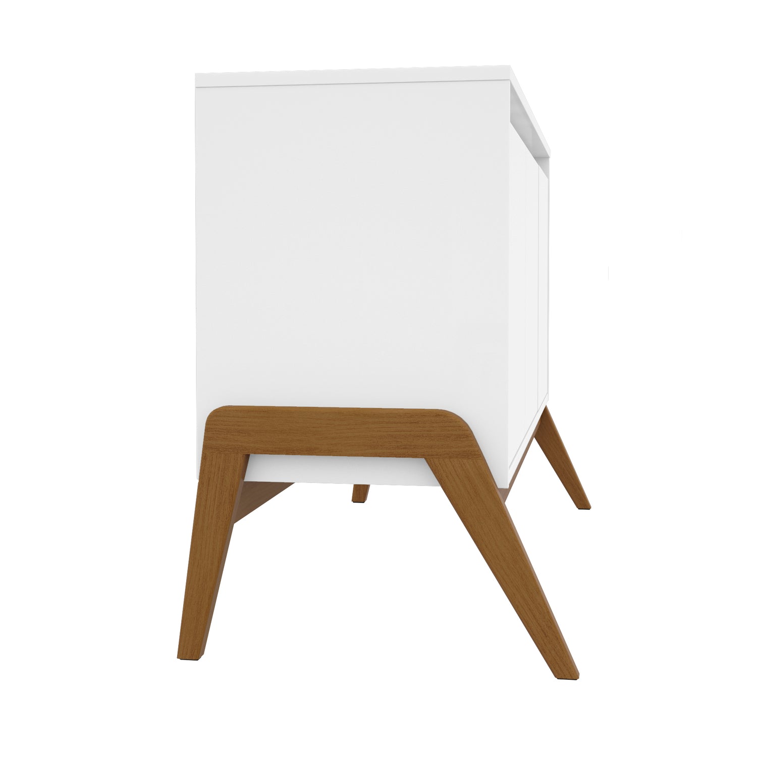 Manhattan Comfort Mid-Century Modern Gales 48.50 Sideboard with Solid Wood Legs in Matte White Manhattan Comfort Mid-Century Modern Gales 48.50 Sideboard with Solid Wood Legs in Matte White
