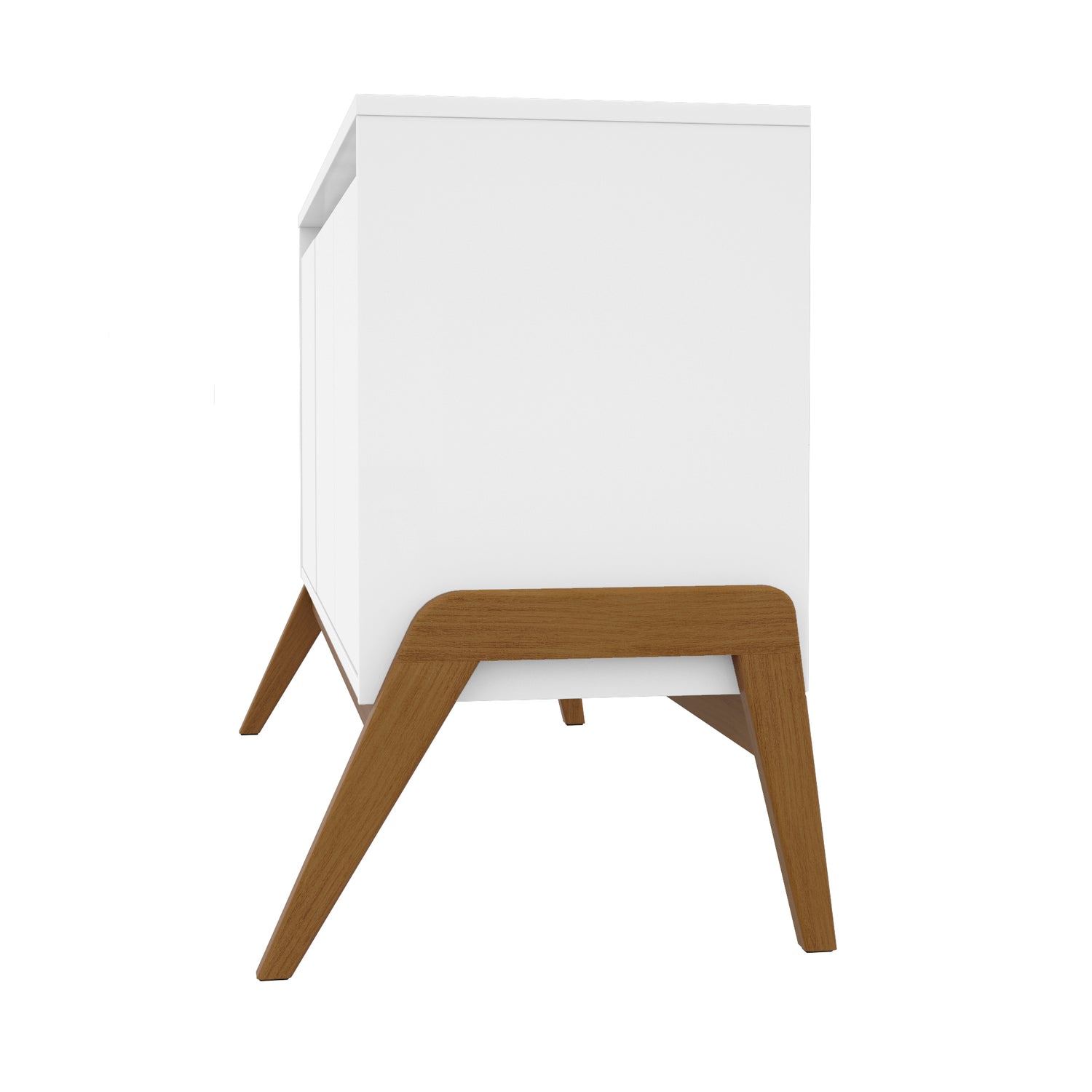 Manhattan Comfort Mid-Century Modern Gales 48.50 Sideboard with Solid Wood Legs in Matte White Manhattan Comfort Mid-Century Modern Gales 48.50 Sideboard with Solid Wood Legs in Matte White