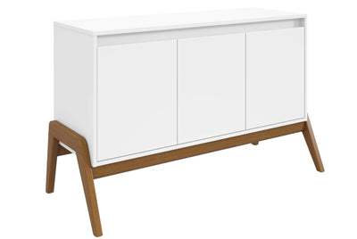 Manhattan Comfort Mid-Century Modern Gales 48.50” Sideboard with Solid Wood Legs - Matte White|Desserte moderne du milieu du 20e siècle Gales de Manhattan Comfort de 48,50 po avec pattes en bois massif - blanc mat